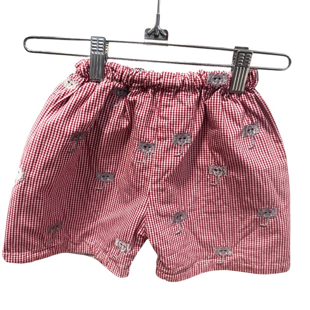 Birmingham Bubble Red Checkered Elephant Kids Shorts Size 24mo